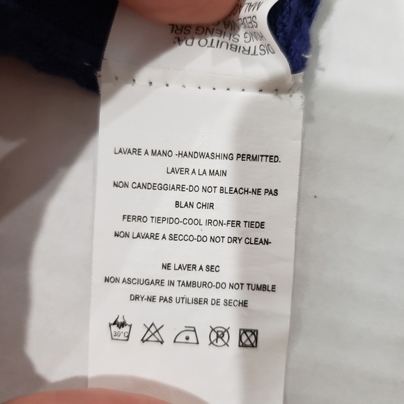 Blue Long Sleeve Faux Pearls Embellished Letter A Pullover Sweatshirt - Picture 9 of 11